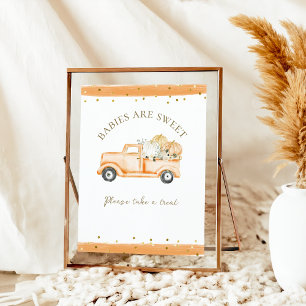 Pumpkin Truck Modern Fall Baby Shower Books Poster