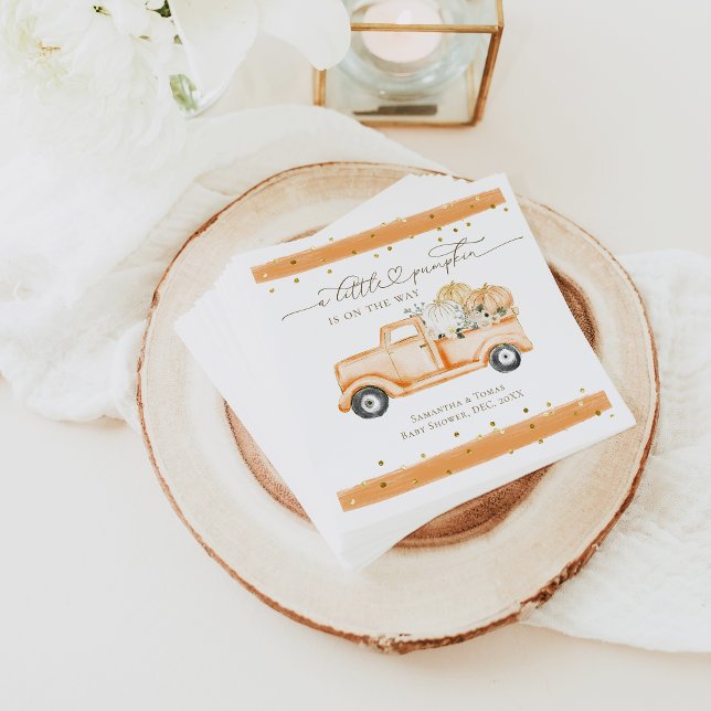 Pumpkin Truck Modern Fall Baby Shower Napkin (Creator Uploaded)