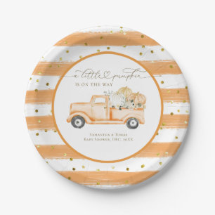 Pumpkin Truck Modern Fall Baby Shower Paper Plate