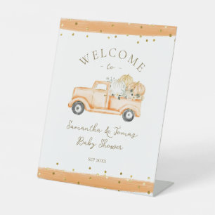 Pumpkin Truck Modern Fall Baby Shower Pedestal Sign