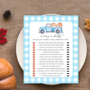 Pumpkin truck - mummy or daddy baby shower game