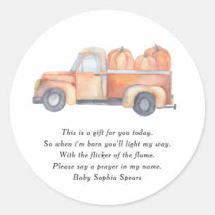 Pumpkin truck - Prayer Candle Label