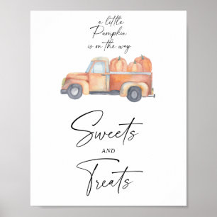 Pumpkin truck - sweets and treats baby shower poster