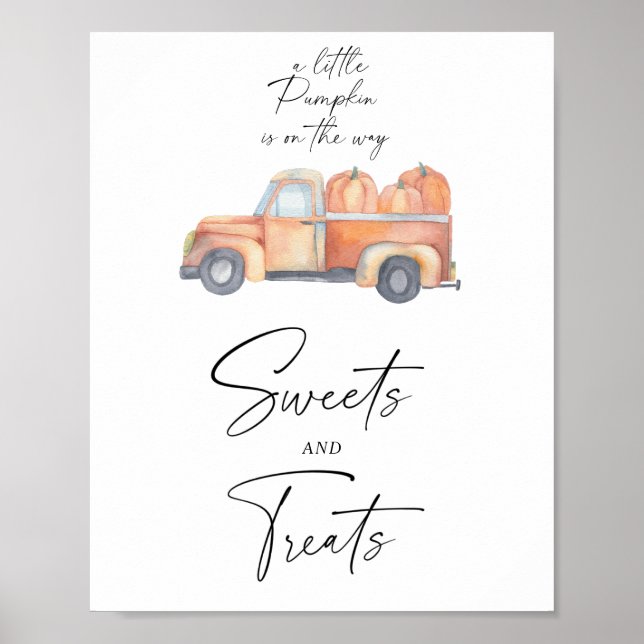 Pumpkin truck - sweets and treats baby shower poster (Front)