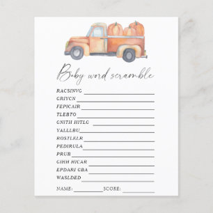 Pumpkin truck - Word scramble baby shower game