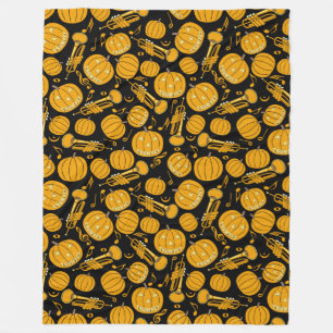 Pumpkin Trumpet Music Notes Fleece Blanket