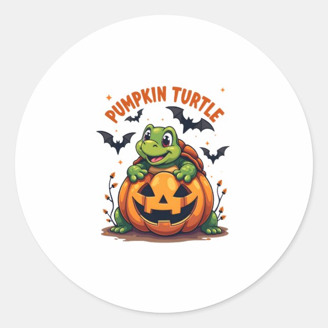 Pumpkin Turtle Classic Round Sticker (Front)