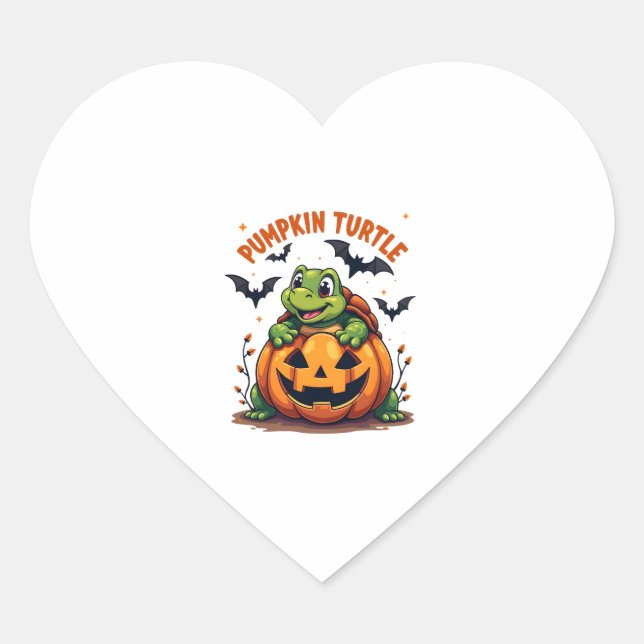 Pumpkin Turtle Heart Sticker (Front)