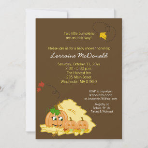 Pumpkin Twins (Neutral) Baby Shower Invitation