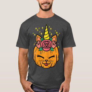 Pumpkin Unicorn Cat Cute Halloween Costume Girls W T-Shirt
