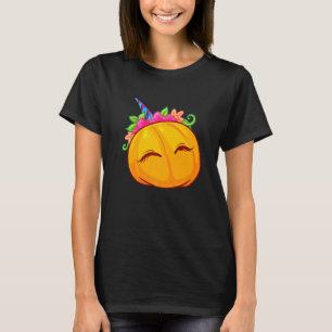 Pumpkin Unicorn Face Cute Halloween Costume For Gi T-Shirt