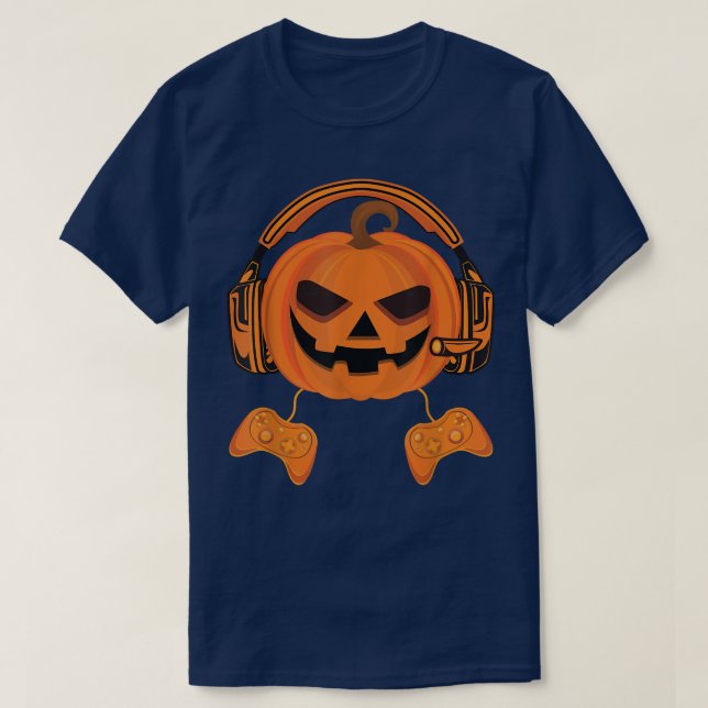 Pumpkin Video Game Controller, a true gamer  T-Shirt (Design Front)