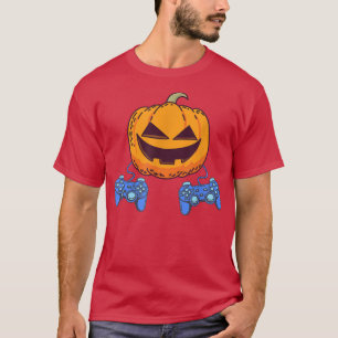 Pumpkin Video Game Controller Gamer Halloween T-Shirt