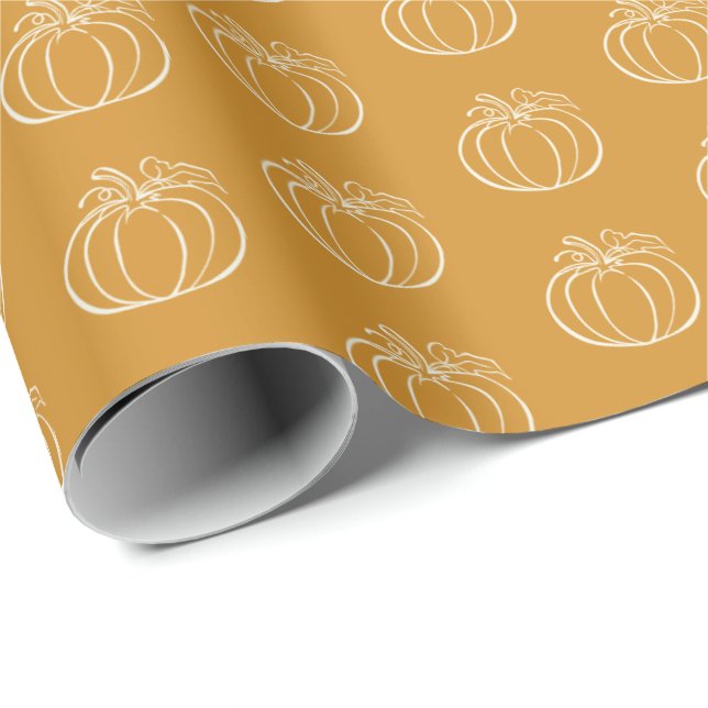 Pumpkin Vine Autumn Fall Thanksgiving design Wrapping Paper (Roll Corner)