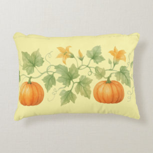 Pumpkin Vine With Flowers Decorative Cushion