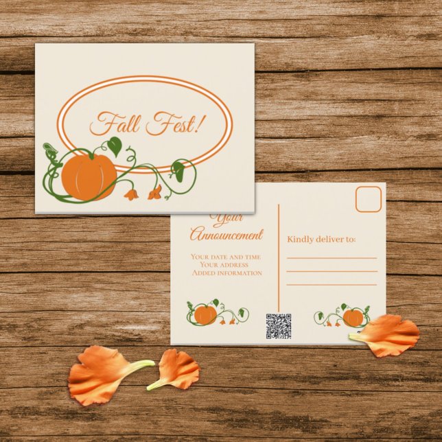 Pumpkin Vines Invitation Postcard (Creator Uploaded)