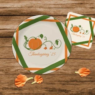 Pumpkin Vines Lattice Paper Plate