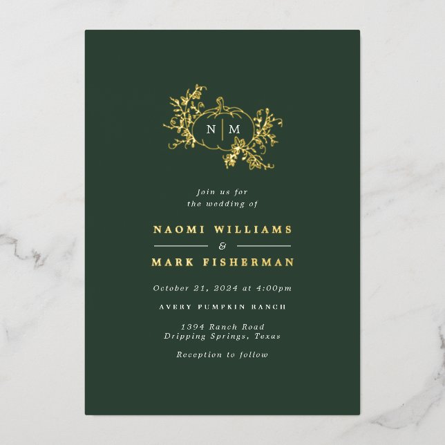 Pumpkin Vines Monogram Wedding (Front)