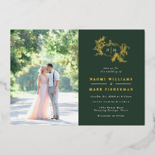 Pumpkin Vines Monogram Wedding Foil Invitation