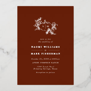 Pumpkin Vines Monogram Wedding Foil Invitation