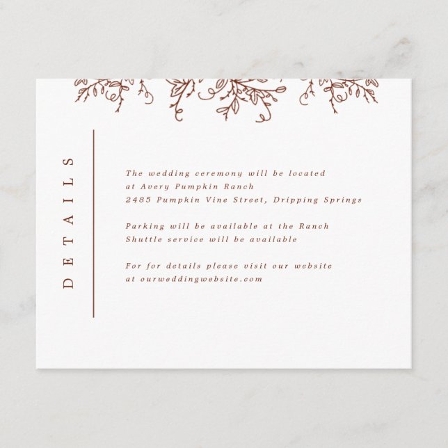 Pumpkin Vines Monogram Wedding Insert (Front)