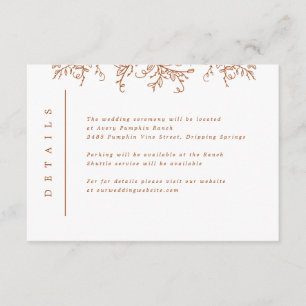 Pumpkin Vines Monogram Wedding Insert