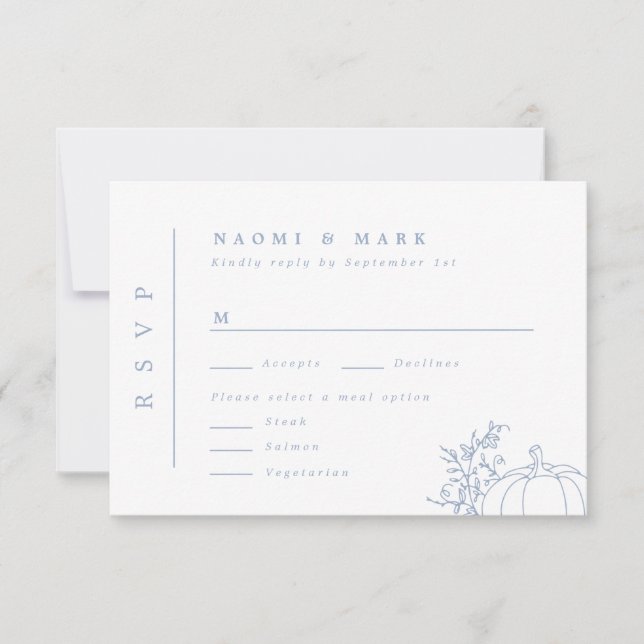 Pumpkin Vines Monogram Wedding RSVP Card (Front)