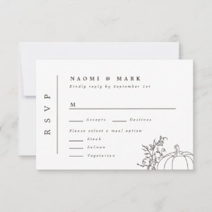 Pumpkin Vines Monogram Wedding RSVP Card