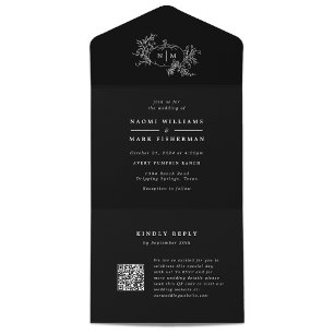 Pumpkin Vines Wedding Monogram with RSVP All In One Invitation