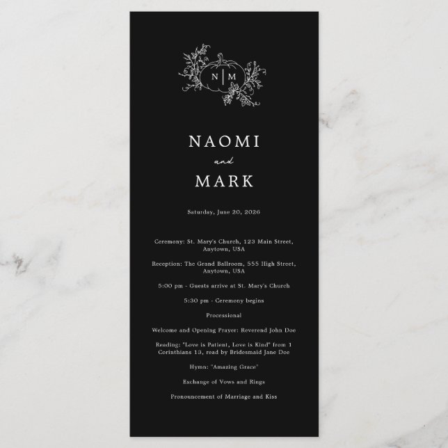 Pumpkin Vines Wedding Program Programme (Front)