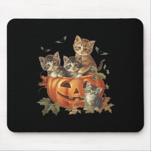 Pumpkin Vintage 90s Cat Retro Halloween Mouse Mat