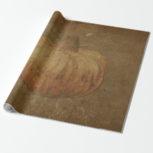 Pumpkin Vintage Antique Orange Autumn Texture Wrapping Paper