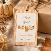 Pumpkin Vintage Clothes Baby Shower Thank You
