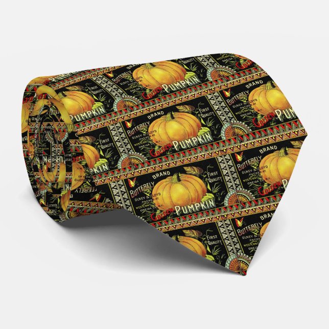 Pumpkin vintage label tie (Rolled)