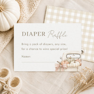 Pumpkin Vintage Truck Baby Shower Diaper Raffle Enclosure Card