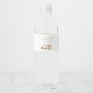 Pumpkin Vintage Truck Simple Chic Baby Shower Water Bottle Label