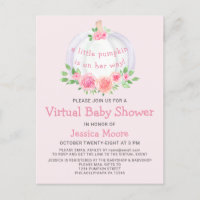 Pumpkin Virtual Baby Shower Invitation Postcard