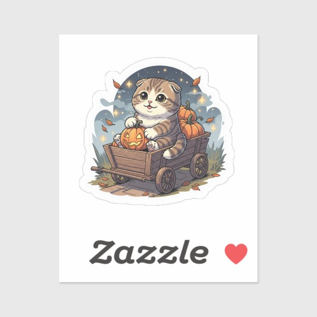 Pumpkin Wagon Fold – Scottish Fold Cat Halloween (Sheet)