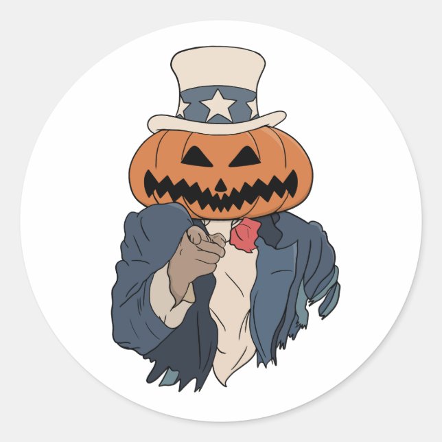 Pumpkin Wants You for Halloween Classic Round Sticker (Front)