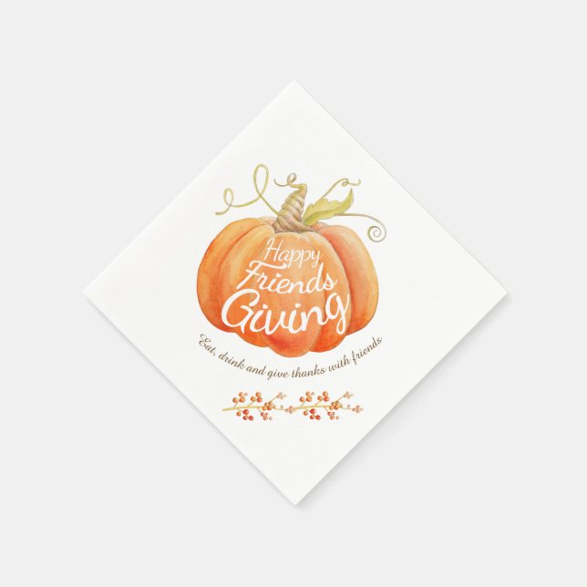 Pumpkin watercolor art friendsgiving napkins (Corner)