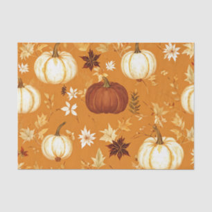 Pumpkin Watercolor Autumn Pattern for Fall Tissue Paper