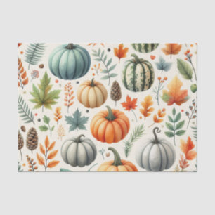 Pumpkin Watercolor Autumn Pattern for Fall Tissue Paper