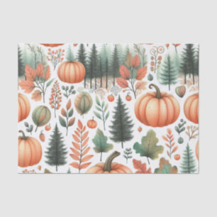Pumpkin Watercolor Autumn Pattern for Fall Tissue Paper