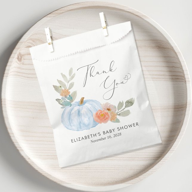 Pumpkin Watercolor Baby Boy Shower Thank You Favour Bags (Creator Uploaded)