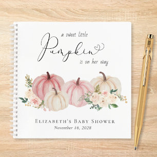 Pumpkin Watercolor Baby Girl Shower Guest Book