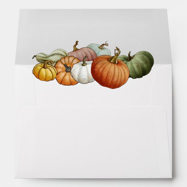 Pumpkin Watercolor Baby Shower Autumn  Envelope (Back (Bottom))