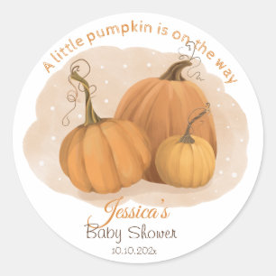 Pumpkin Watercolor Baby Shower Classic Round Stick Sticker