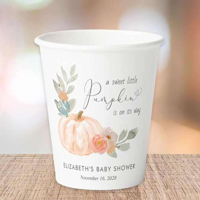 Pumpkin Watercolor Baby Shower Paper Cups (Creator Uploaded)