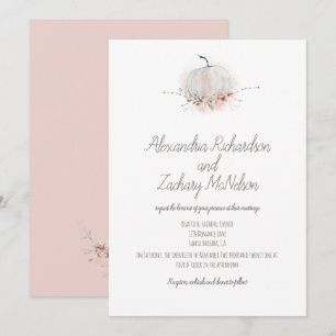 Pumpkin Watercolor Blush Rustic Country Wedding Invitation