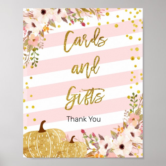 Pumpkin Watercolor Cards and Gifts Sign (Front)